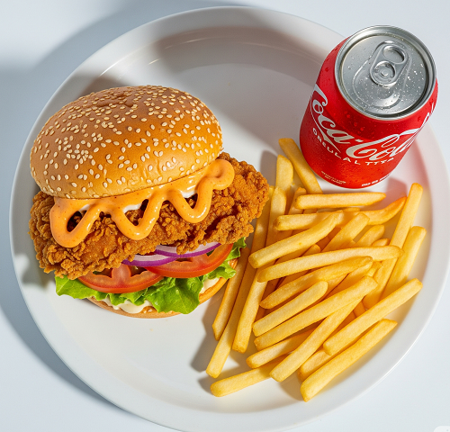 Chicken Burger With Cheese Meal 